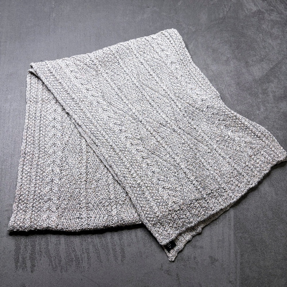 Vtg Bullock & Jones Scarf Gray Baby Alpaca Silk Ireland Cable Knit Luxury Gift
